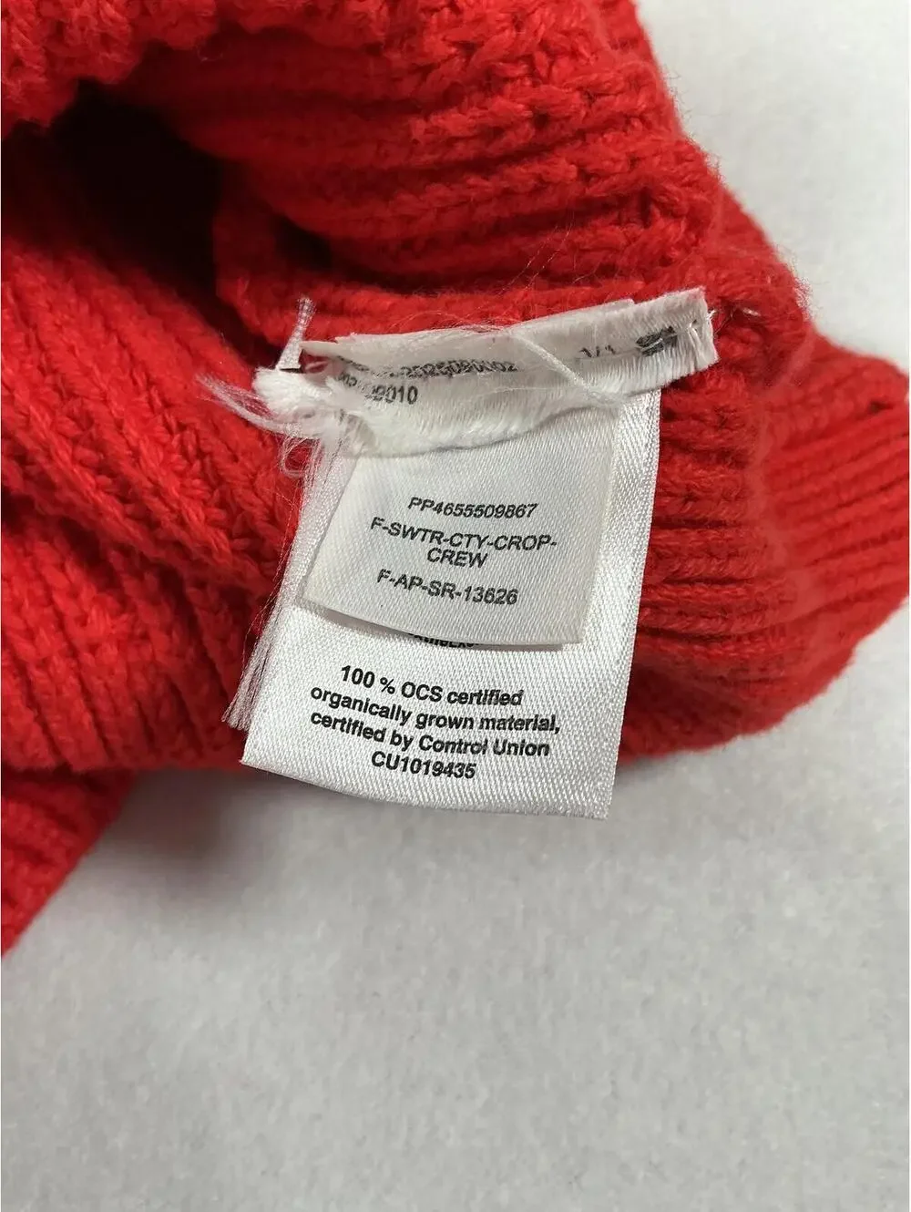 Everlane Red Ribbed Crewneck Sweater Organic Cotton XXS - Picture 7 of 8